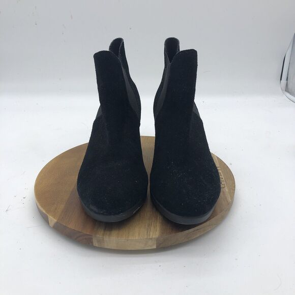 Crocs A-Leigh Ankle Boots Womens 8 Black Suede Wedge Bootie Casual Stretch - Picture 2 of 12